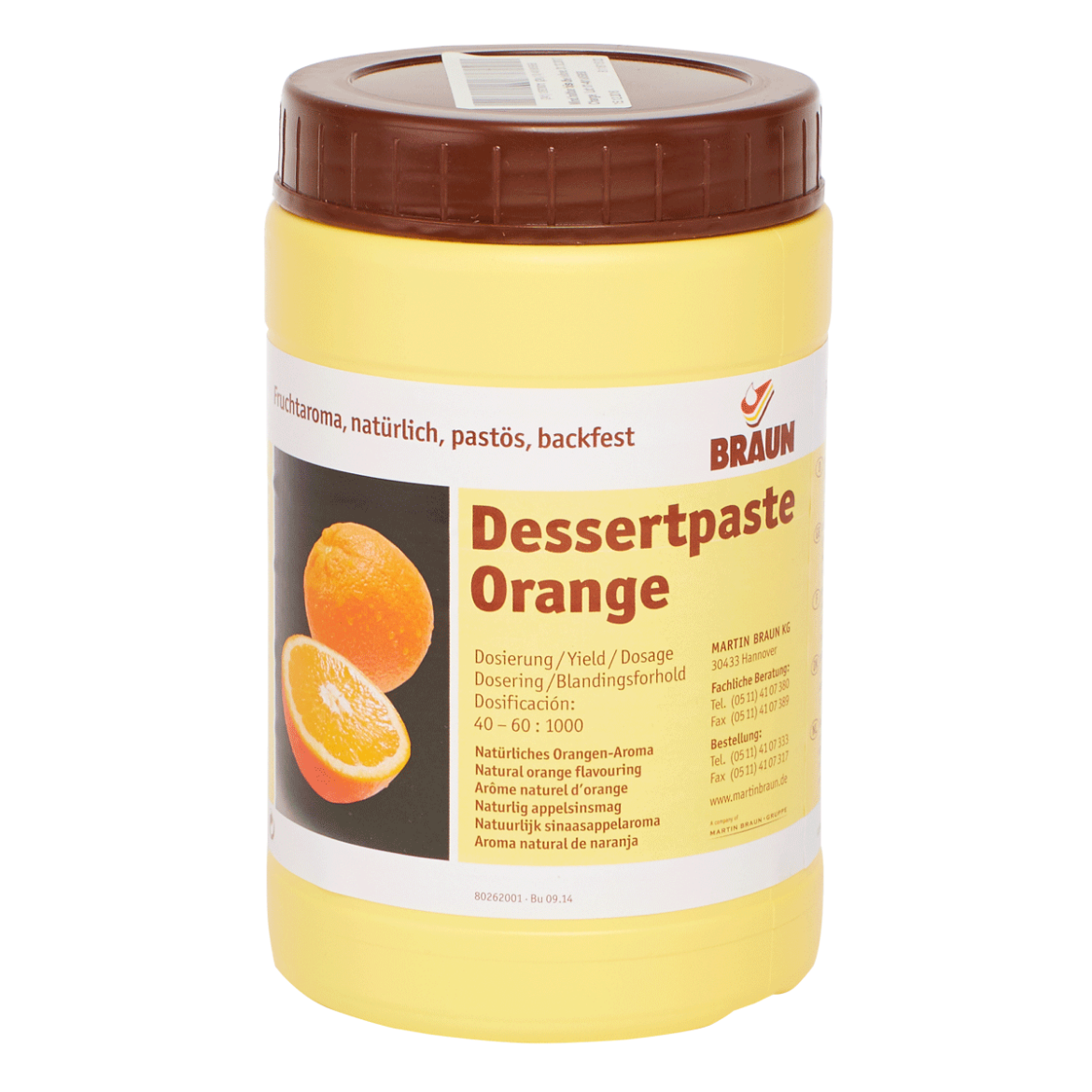 Picture of 1KG BRAUN DESSERT PASTE ORANGE (H)